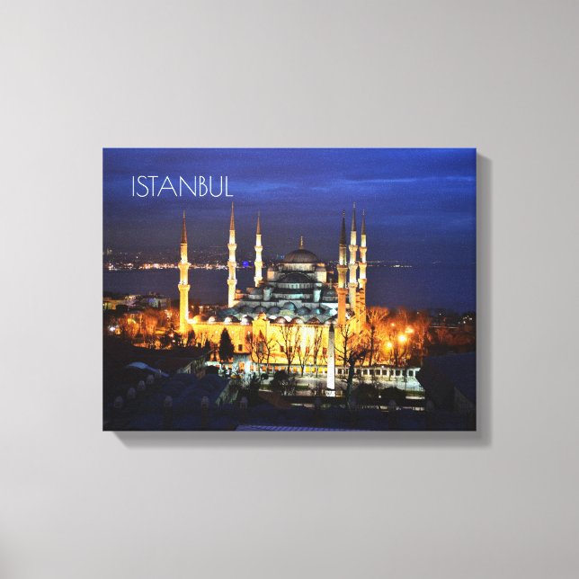 Istanbul Blue Mosque Night Scenery Premium Travel Leinwanddruck (Vorderseite)