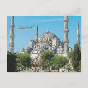 Istanbul Blue Mosque Night Scenery Premium Travel Postkarte