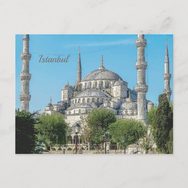 Istanbul Blue Mosque Night Scenery Premium Travel Postkarte (Vorderseite)