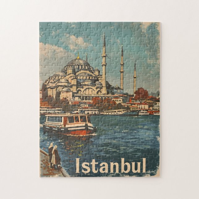Istanbul Blue Mosque Vintag Puzzle (Vertikal)