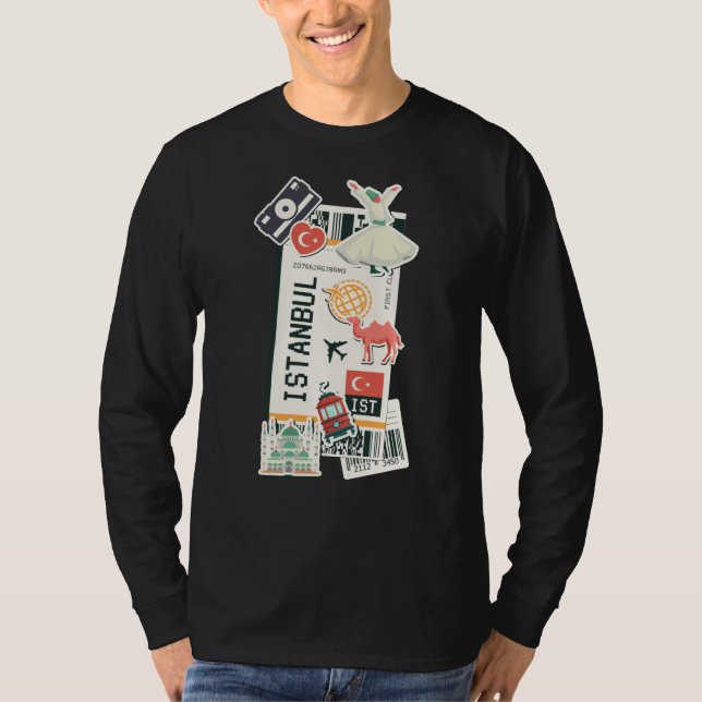 Istanbul Boarding Pass Turkey Ticket Pass Famous L T-Shirt (Vorderseite)
