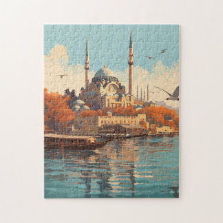 Istanbul Bosporus-Küsten-Reise Kunst Vintage-Jigsa Puzzle