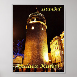 Istanbul - Galata Kulesi am Abend - Türkei - Poster