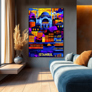 Istanbul Geometrischer Sonnenuntergang – Farbige S Poster