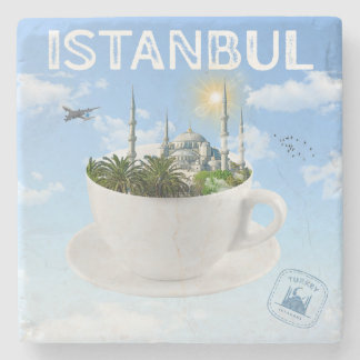 Istanbul im Teacup - Skyline - Türkisches Geschenk Steinuntersetzer