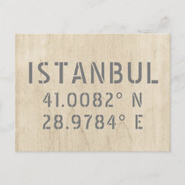 Istanbul Latitude & Longitude koordiniert Holz Postkarte