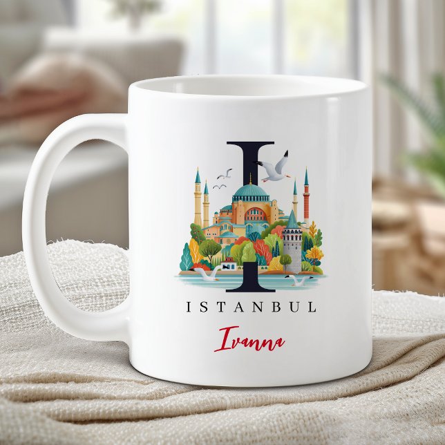 Istanbul Monogramm Buchstabe I Personalisiertes Ge Kaffeetasse (Istanbul Monogram Letter I Personalized Gift Coffee Mug)