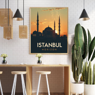 Istanbul Retro Travel   Bosphorus Vintage  Poster