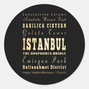 Istanbul Stadt der Türkei Typografie Kunst Runder Aufkleber
