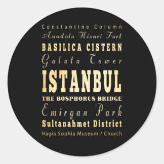 Istanbul Stadt der Türkei Typografie Kunst Runder Aufkleber