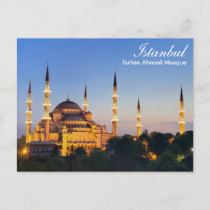 Istanbul - Sultan Ahmed Moschee am Abend Postkarte