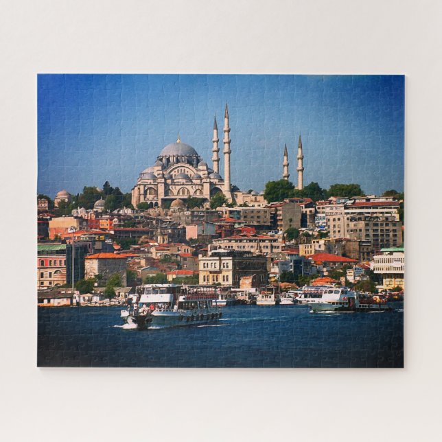 Istanbul, Sultan Ahmed Moscheen panorama, Türkei Puzzle (Horizontal)