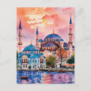 Istanbul Türkei Aquarellmalerei Postkarte