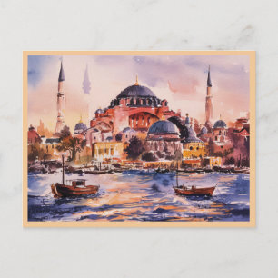 Istanbul Türkei Aquarellmalerei Postkarte