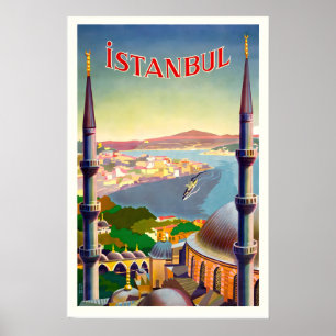 Istanbul Türkei Asien Welt Reisen Vintage-Reisen Poster