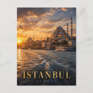 Istanbul Türkei Bosphorus Skyline REALMS Postkarte