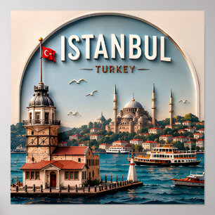 Istanbul Türkei Bosporus Historische Stadt Reise Poster