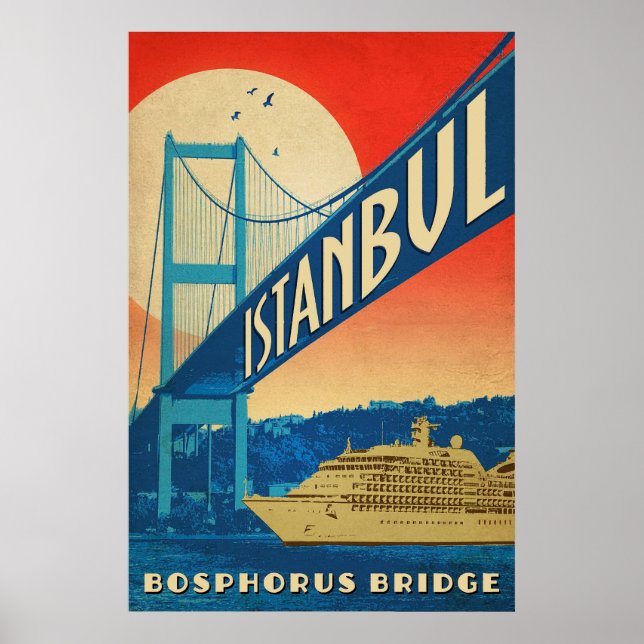 Istanbul, Türkei, Bosporusbrücke, Touristenkreuzer Poster (Vorne)