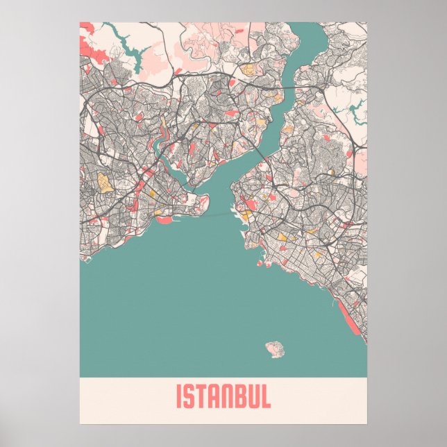Istanbul - Türkei Chalk City Map Poster (Vorne)