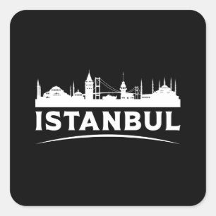 Istanbul Türkei City Cityscape Skyline Funny Gift Quadratischer Aufkleber