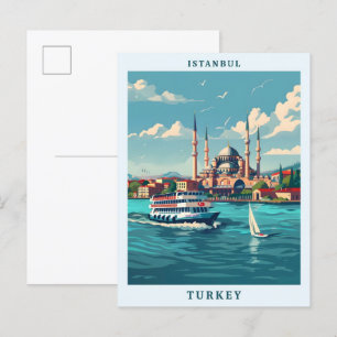 Istanbul Türkei Elegante Kunst Vintage Reise Postkarte