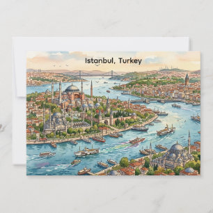 Istanbul Türkei Hagia Sophia Aquarell Karte