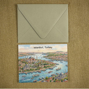 Istanbul Türkei Hagia Sophia Aquarell  Postkarte