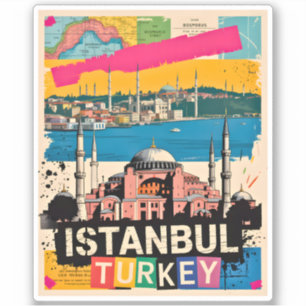 Istanbul Türkei Hagia Sophia Retro Pop Art Reise Aufkleber