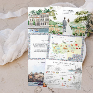 Istanbul, Türkei Hochzeit Tri-Fold Einladung