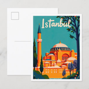 Istanbul Türkei Kunst, Vintage Illustration Postkarte