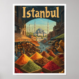 Istanbul Türkei Kunst Vintage Reiseillustration Poster