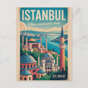 Istanbul Türkei Retro-Skyline Stadtansicht Reise Postkarte