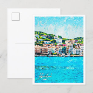 Istanbul Türkei Schöne Öl Paint City Landschaft Postkarte
