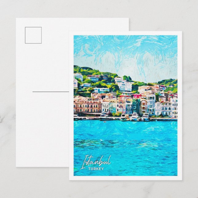 Istanbul Türkei Schöne Öl Paint City Landschaft Postkarte (Vorne/Hinten)