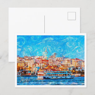 Istanbul Türkei Schönes Ölmalerei-Landschaftsbild Postkarte