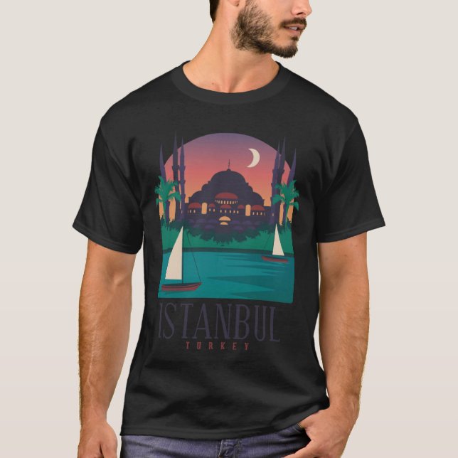 Istanbul Türkei Skyline Silhouette Kontur Sk T-Shirt (Vorderseite)
