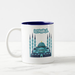 Istanbul Türkei Souvenir in Blau und Cyano Farbe Zweifarbige Tasse