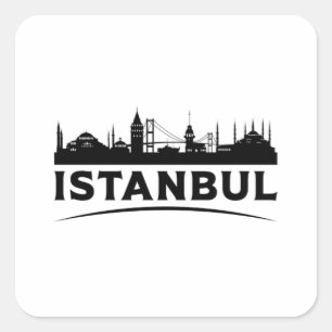Istanbul Türkei Stadtbild Skyline Geschenkidee Quadratischer Aufkleber