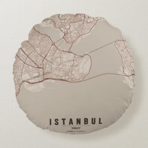 Istanbul Türkei Stadtplan Minimal Design Notizbuch Rundes Kissen