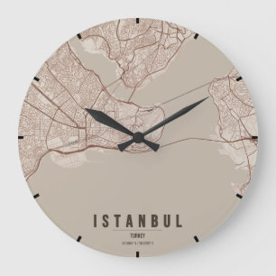 Istanbul Türkei Stadtplan Minimal Große Wanduhr