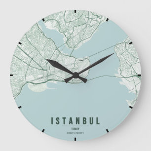 Istanbul Türkei Stadtplan Minimal Große Wanduhr