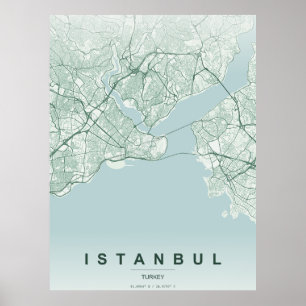 Istanbul Türkei Stadtplan Minimales Design Poster