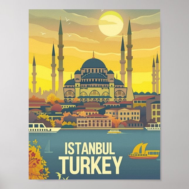 Istanbul Türkei Vintag Bekannter Reiseort Poster (Vorne)