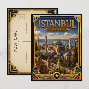 Istanbul Türkei Vintage Hagia Sophia Art Deco Postkarte