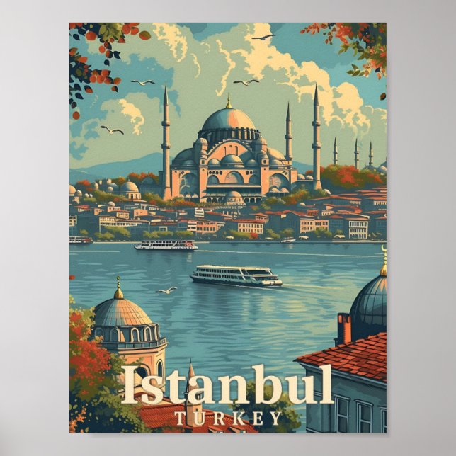 Istanbul Türkei Vintage Kunstreise Poster (Vorne)