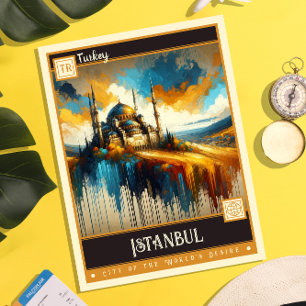 Istanbul, Türkei   Vintage Malerei Postkarte