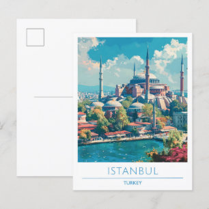 Istanbul Türkei Vintage Reise Postkarte