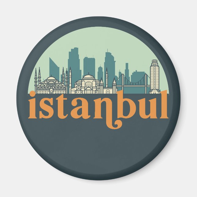 Istanbul Türkei Vintage Stadt Skyline Stadtbild Ku Magnet (Vorne)