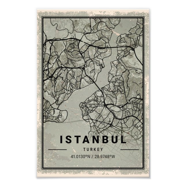 Istanbul Turkey Map Print Canvas Fotodruck (Vorne)