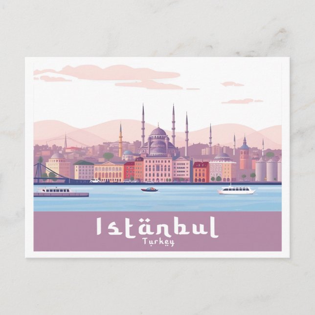 Istanbul Turkey Pastel Travel Design Postkarte (Vorderseite)